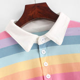 Znbbw Shirt Women Sweatshirt Long Sleeve Rainbow Color Ladies Hoodies With Button Striped Korean Style Sweatshirt Women