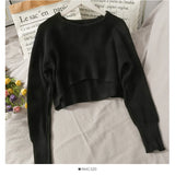 Znbbw Autumn Women Solid Sweater O-Neck Loose Sweater Pullover Crop Top Sweaters Shirts Femme Knit Outwear Jumpers