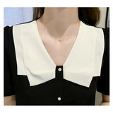 Znbbw Women Black Blouse Short Sleeve V-Neck Chiffon Blouse Shirt Tops Blouse Women Blusas Mujer De Moda 202 Blouses Femme F59