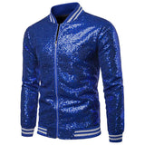 Znbbw Men Male Sequined Stylish Slim Long Sleeve Baseball Jacket Coat Zipper Coat Wedding Party Jacket Tuxedo Suit Coat Night Clubwear