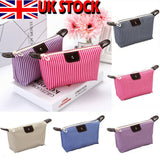 Znbbw Women Casual Strip Print Zipper Oxford Cloth Toiletry Bag Lazy Makeup Bag Quick Pack Travel Fashion Cosmetic Bags