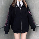 Znbbw Punk arrival Hot Sale Autumn Winter Women Japanese Harajuku Preppy Style embroidered loose Baseball Long Sleeve Fashion Coat
