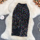 Znbbw Professional High-waist Sequined Skirt for Fall Winter Women's New Style Thin Hip One-step Skirt KK1730
