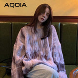 znbbw Winter Streetwear Tie dye Knit Women's Sweater Loose Long Sleeve Wool Warm Sweaters Women Fashion Female Pullovers Tops
