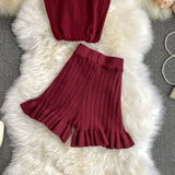 Znbbw Women's Knitting O-neck Off-shoulder Tank Tops Female Bodycon Knitted Buttons Camisole Sleeveless Tee shirts Women