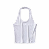 Znbbw Women Ribbed Crop Top With Halter Tank Top Women Summer Vintage Sleeveless Camis 90s Cool Girls Streetwear Green Soft Tees