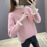 Znbbw Autumn Winter Thick Sweater Women Knitted Ribbed Pullover Sweater Long Sleeve Fasion Slim Jumper Soft Warm Pull Femme