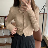 Znbbw Colors Women O-Neck Knitted Casual Short Sweaters Cardigans Lady Knitting Soft Autumn Spring Twisted Cardigan Female