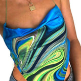 Znbbw Bandana Print Halter Tops Women Summer Sleeveless Crop Tops Harajuku Aesthetics Corset Tops Sexy Backless Bandage Camisoles