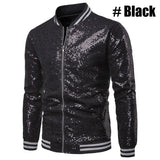 Znbbw Men Male Sequined Stylish Slim Long Sleeve Baseball Jacket Coat Zipper Coat Wedding Party Jacket Tuxedo Suit Coat Night Clubwear