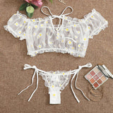 Znbbw Women Sexy Lingerie Sheer Floral Print Off-Shoulder G Thong Women's Underwear Panties Exotic Ses Erotic Costumes Sexy Sleepwear