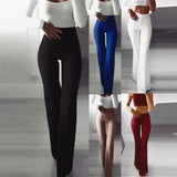 Znbbw Sexy Women High Waist Long Pants OL Ladies Career Solid Palazzo Slim Flare Wide Leg Trousers Female Harem Palazzo Pants