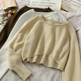 Znbbw Autumn Women Solid Sweater O-Neck Loose Sweater Pullover Crop Top Sweaters Shirts Femme Knit Outwear Jumpers