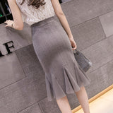 Znbbw Women Bodycon Mermaid Skirt Sexy Stitching High Waist Stretch Skirts Vintage Elegant Package Hip Skirts Sexy Saias Jupes Falads
