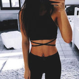 Znbbw Summer Crop Tops Blusa Women Sleeveless Sexy Bandage T Shirt Top Fashion Black Lace Up Tank Top Tumblr Ladies