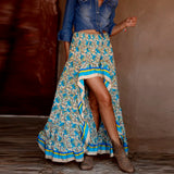 Znbbw Print Long Skirts Women Summer Beach Bottoms Elastic Waist Gypsy Ethnic Oversize Ladies Skirt Female 2024 Vintage Clothing