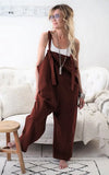 Znbbw 2024 New Brand Women Casual Loose Cotton Linen Solid Pockets Jumpsuit Overalls Wide Leg Cropped Pants hot