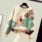 Znbbw Women's spring and autumn knitted sweater girls Western fashion slim casual cotton