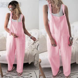 Znbbw 2024 New Brand Women Casual Loose Cotton Linen Solid Pockets Jumpsuit Overalls Wide Leg Cropped Pants hot