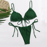 Znbbw Green Mini Bikini Swimsuits Women High Waist Wireless Lady Swimwear Bandage Three Points Trendy Women Swimsuit Bath Suits