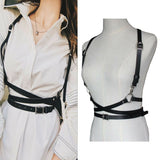 Znbbw Clothing Accessories Women Black Goth Faux Leather Cage Vest Chest Sculpting Body Harness Strap Waist Belt Cincher