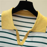 Znbbw v-neck pullover polo sweater women's early autumn all-match tops long-sleeved knitted bottoming sweaters jumpers