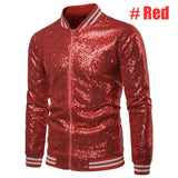 Znbbw Men Male Sequined Stylish Slim Long Sleeve Baseball Jacket Coat Zipper Coat Wedding Party Jacket Tuxedo Suit Coat Night Clubwear