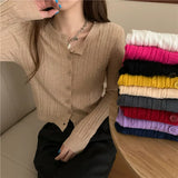 Znbbw Colors Women O-Neck Knitted Casual Short Sweaters Cardigans Lady Knitting Soft Autumn Spring Twisted Cardigan Female