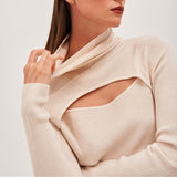 Znbbw Autumn Turtleneck Long Sleeve Hollow Out Slim Knitted Sweaters Women Fashion Sexy Ribber Knitwear Pullover Warm Sweater Top