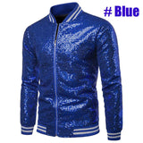 Znbbw Men Male Sequined Stylish Slim Long Sleeve Baseball Jacket Coat Zipper Coat Wedding Party Jacket Tuxedo Suit Coat Night Clubwear