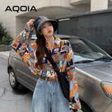 znbbw Style Patchwork Long Sleeve Loose Women Blouse Shirt y2k Button Up Oversize Ladies Shirts 2023 Spring Female Tops Clothe