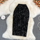 Znbbw Professional High-waist Sequined Skirt for Fall Winter Women's New Style Thin Hip One-step Skirt KK1730