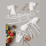Znbbw Women Sexy Exquisite Exotic Lingerie Set Lace Nightwear Black White Bikini Bandage Panty Sets Plus Size Angle Feather  Underwear