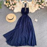Znbbw Vacation Vestidos Female New Summer Dress Hanging Neck Strap Sexy Halter Beach Midi Dress DK396