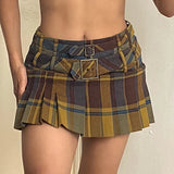 Znbbw Boho Floral Pleated Skirt Frill Low Waisted Sweet Vintage Short Skirts Women Aesthetic Grunge Fairycore Kawaii Clothes