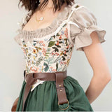 Znbbw New Women Sexy Bodycon Tank Tops Waist French Camisole Flower Print U-Neck Cross Strappy Girdle Bustiers Corsets 0410