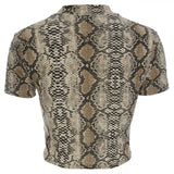 Znbbw Sexy Crop Top Women Snake Print Tank Top Slim Primer High Collar Vest Harajuku Crop Tank Top T Shirt Femme Girls Camis Tops