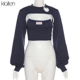 Znbbw Women Casual Streetwear Long Sleeve Top with Camisole Two Piece T Shirt Autumn New Office Lady Slim Stretch Cotton Tee