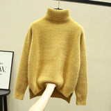 Znbbw winter loose 2024 new high-neck imitation mink velvet split fork thick knitted base sweater women's hedging