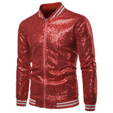 Znbbw Men Male Sequined Stylish Slim Long Sleeve Baseball Jacket Coat Zipper Coat Wedding Party Jacket Tuxedo Suit Coat Night Clubwear