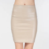 Znbbw Women Mini Faux Leather Solid Pencil Skirts High Waist PU Skirts Slim Short Skirt Bottoms Female