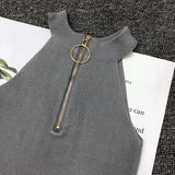 Znbbw Summer Women Slim Knitting Off-shoulder Tank Crop Tops Female Knitted Camisole Cropped Sleeveless Short T-shirts Tees