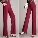 Znbbw Wide Leg Pants Women High Waist Long Trousers Elegant Office Lady Simple Straight Pants Vintage Loose Oversize Pants