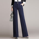 Znbbw Wide Leg Pants Women High Waist Long Trousers Elegant Office Lady Simple Straight Pants Vintage Loose Oversize Pants