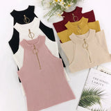 Znbbw Summer Women Slim Knitting Off-shoulder Tank Crop Tops Female Knitted Camisole Cropped Sleeveless Short T-shirts Tees