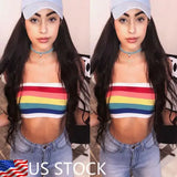 Znbbw New Women Rainbow Seamless Bandeau Crop Tube Top Strapless Wrap Bustier Bra