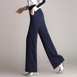 Znbbw Wide Leg Pants Women High Waist Long Trousers Elegant Office Lady Simple Straight Pants Vintage Loose Oversize Pants