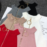 Znbbw Summer Women Slim Knitting Off-shoulder Tank Crop Tops Female Knitted Camisole Cropped Sleeveless Short T-shirts Tees