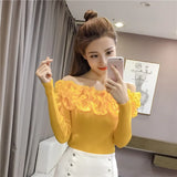 Znbbw Women Knitting Full Sleeve Patchwork Sweaters Pullovers Girls Slim Floral Knitted Knitwear Tops GTA014