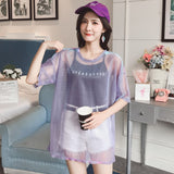 Znbbw Hollow Out T Shirt Women Sexy Transparent Summer Tops Ladies Short Sleeve Loose Two set T-Shirts Women Tee Shirt